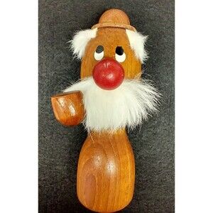 Danish 1970's"Viking" Grandpa w Pipe Hat Teak Approx. 6" Tall